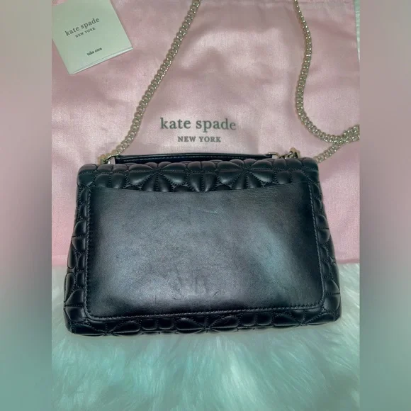 Kate Spade • Black Flower Quilted Leather Crossbody - Picture 3 of 6